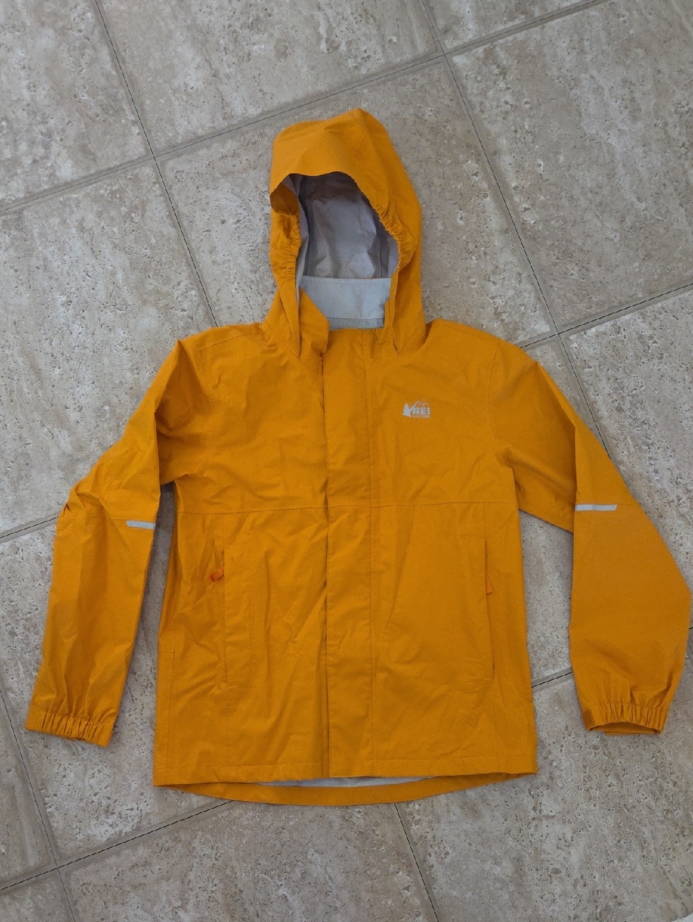 REI Kids' Golden Yellow Hooded Rain Jacket